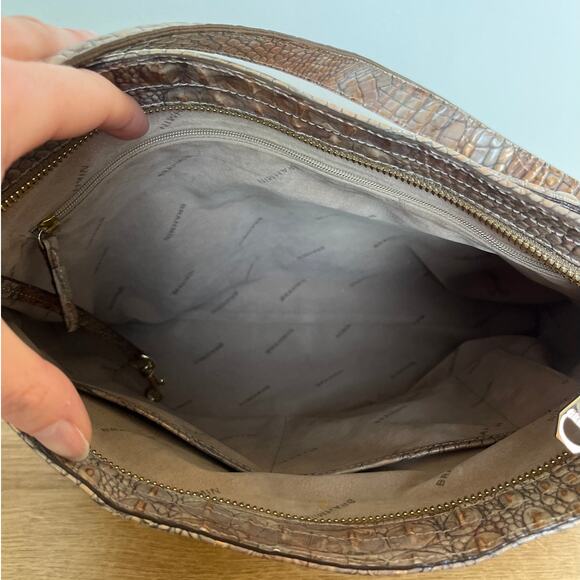 Brahmin Noelle Shoulder Bag in Bark Melbourne Croc Embossed Leather w/ Dust Bag - Picture 5 of 11